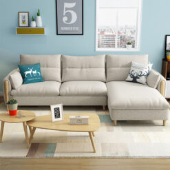 Ghế sofa góc đệm vải viền gỗ sồi L25 – Sự kết hợp tinh tế giữa hiện đại và tự nhiên