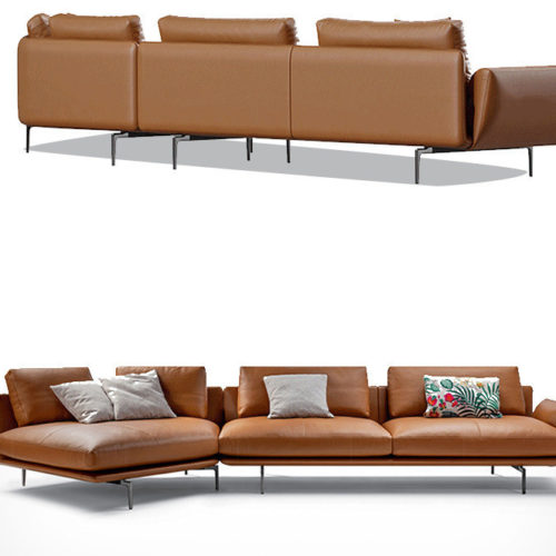 Sofa góc đệm da dáng cong L30