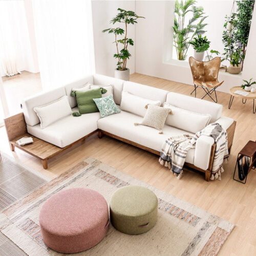 Sofa góc viền gỗ hiện đại L35