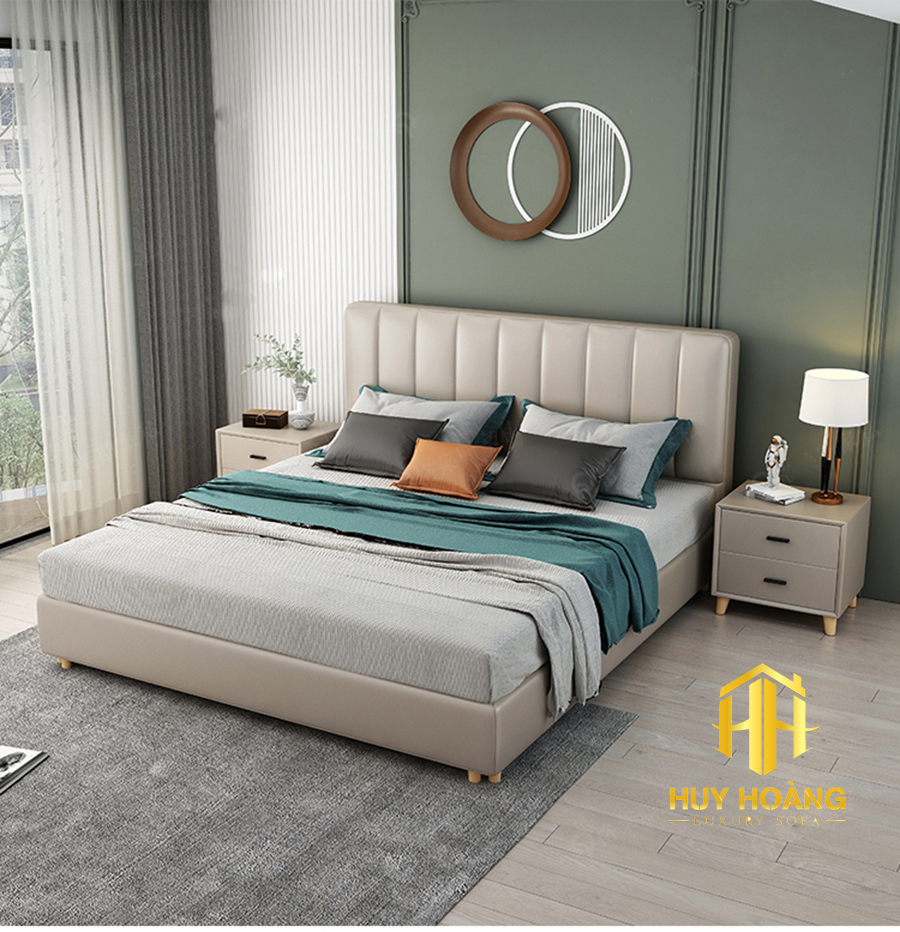 Giường Ngủ Bọc Da HH011 – Sang Trọng, Bền Đẹp, Nâng Tầm Không Gian Phòng Ngủ