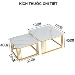 Bàn Trà Sofa Đôi Hình Vuông Mặt Đá Vân Mây HH21 hiện đại sang trọng