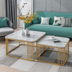 Bàn Trà Sofa Đôi Hình Vuông Mặt Đá Vân Mây HH21