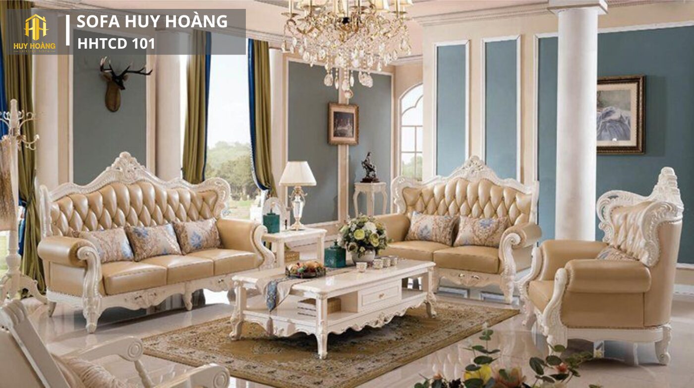 sofa tân cổ điển HHTCD 101 da Ý sofa tân cổ điển HHTCD 101