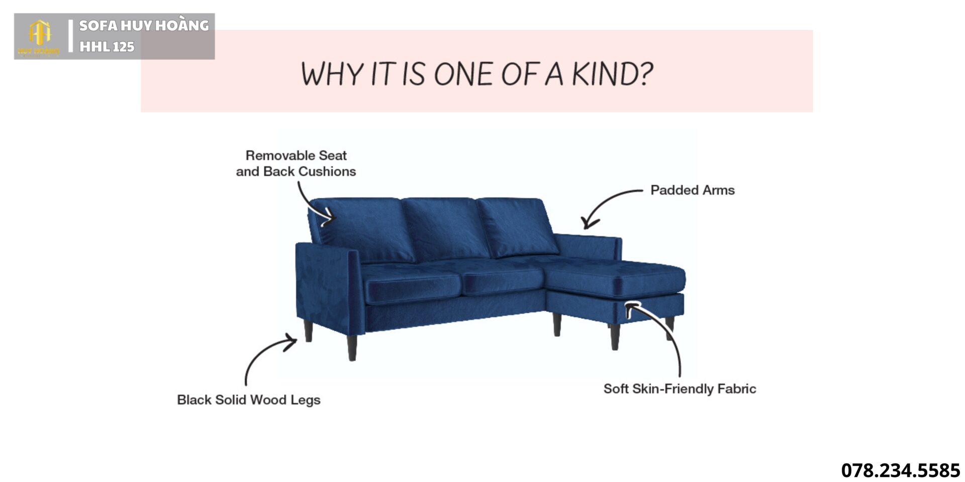 Bộ sofa nỉ góc HHL 125 Bộ sofa nỉ góc HHL 125