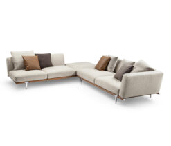 Sofa góc HHG 03 hiện đại chữ L tích hợp kệ, màu sắc trung tính – Sofa Huy Hoàng
