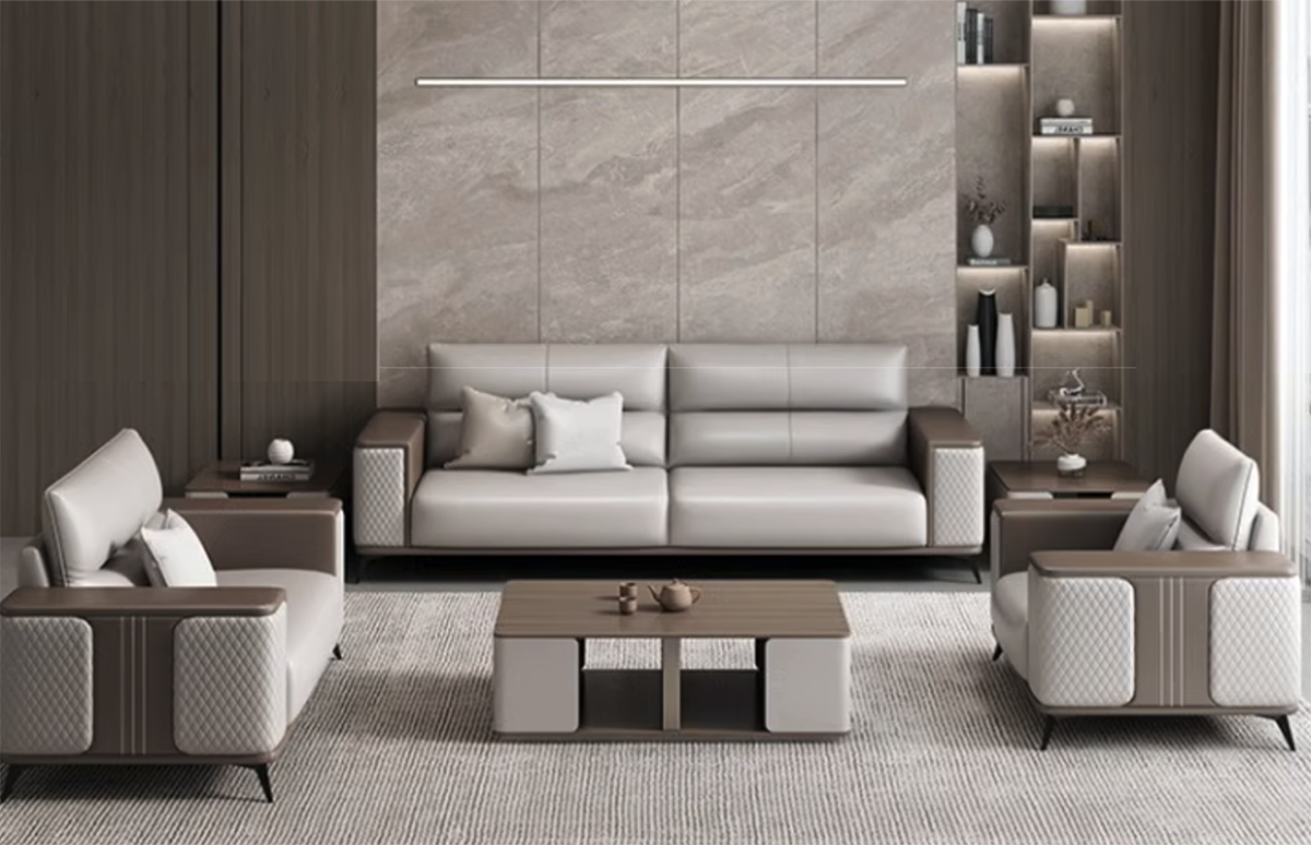 sofa văn phòng Hà Nội da màu xám