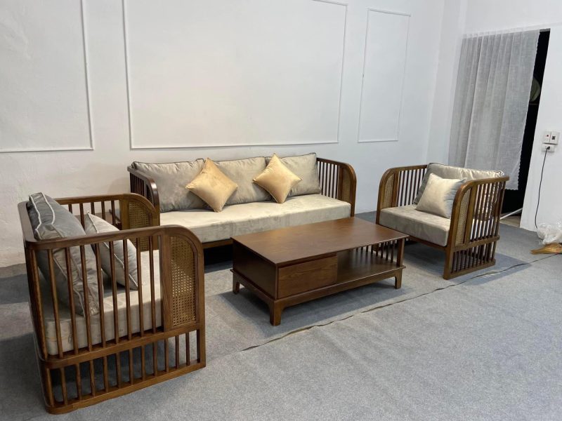 Sofa Chữ L/Văng Dài Khung Nan Gỗ (Kiểu Rustic)