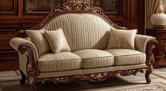 Ghế sofa Indochine HHV 323 thiết kế uốn cong sang trọng tại Huy Hoàng