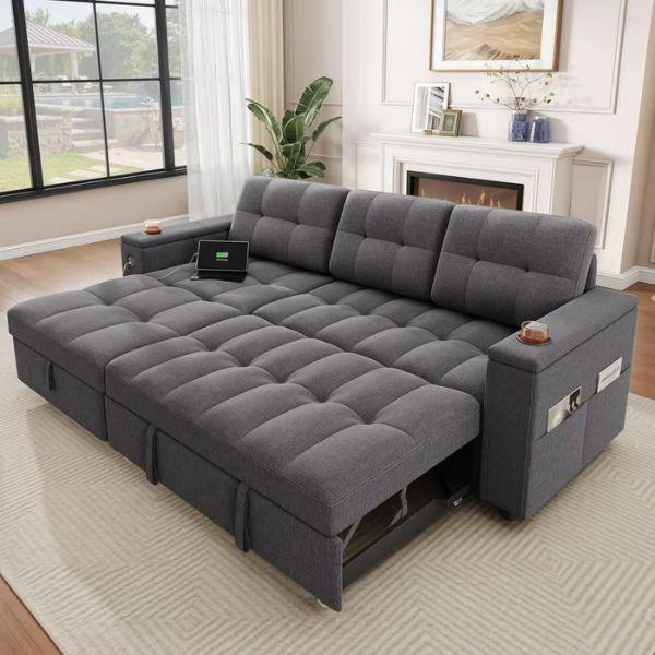 Không chỉ là bộ sofa tiếp khách sang trọng, HHK 09 còn nhanh chóng biến thành chiếc giường êm ái khi cần.